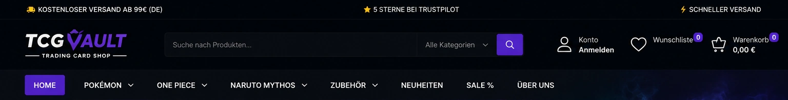 TCG Vault Kopfbereich