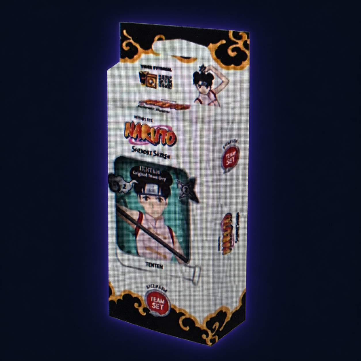Naruto Mythos Shinobi Shiren Team Set Tenten – Verpackung vor dunklem Hintergrund
